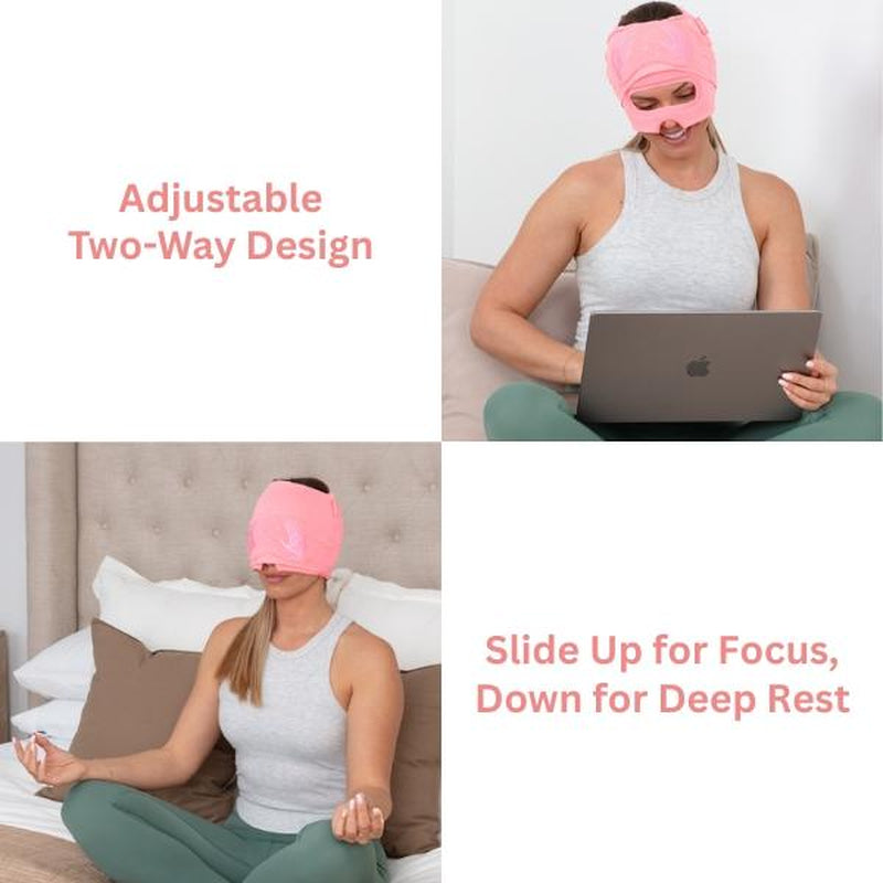 Soothefy Migraine Headache Relief Cap - Built-In Slide-Up Eye Mask - 360° Cooling & Compression Hangover Hat for Hot & Cold Therapy, Ice Head Wrap for Tension and Stress, Gift Soothing